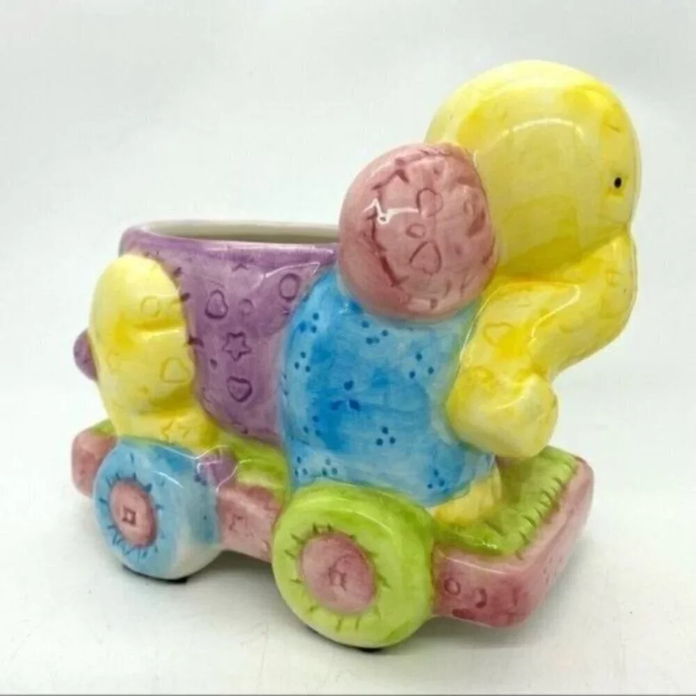 Vintage Planter Nursery Decor Baby Elephant